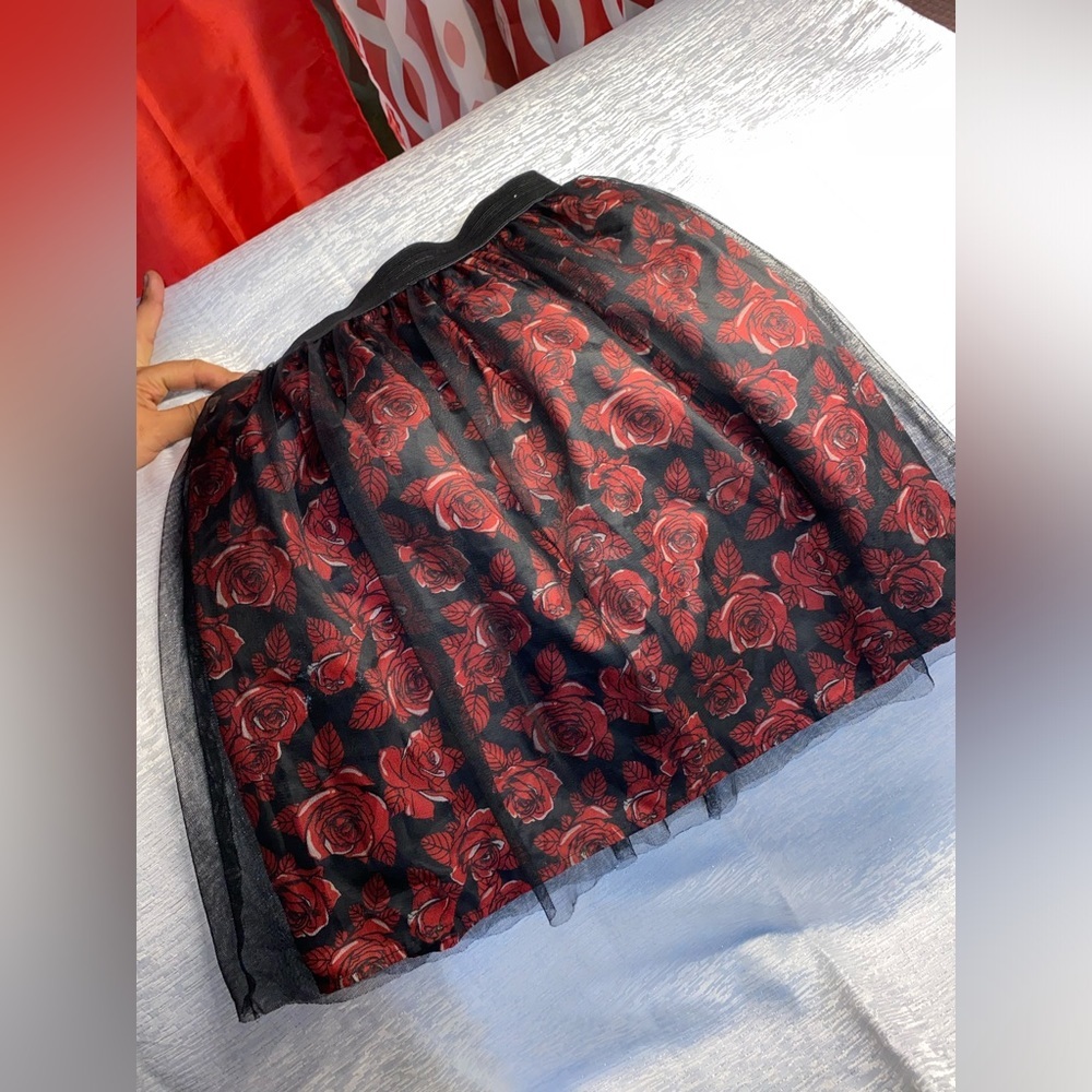 Girls Black Skirt With Rose Design Wonder Nation